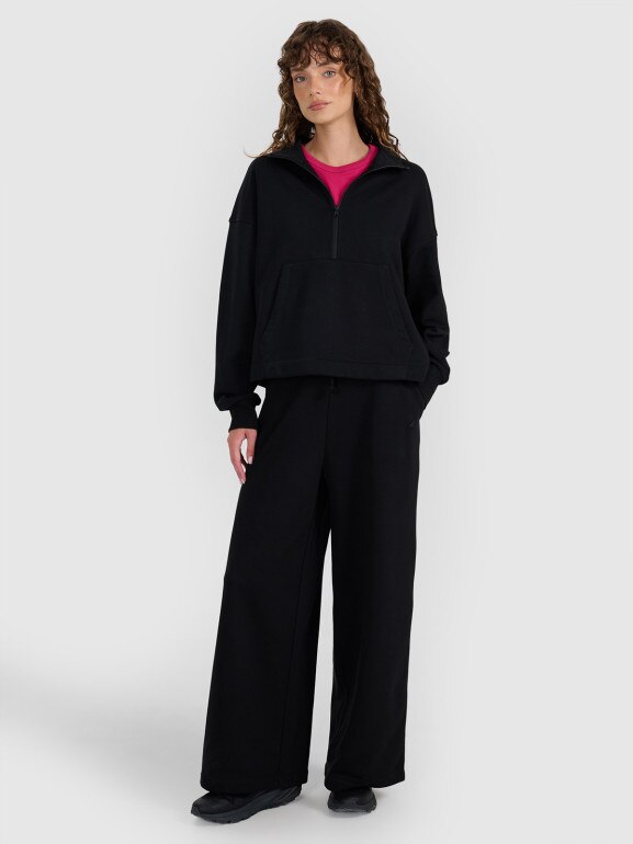 Damska bluza nierozpinana bez kaptura 4F 4FWAW25TSWSF1889 - czarna