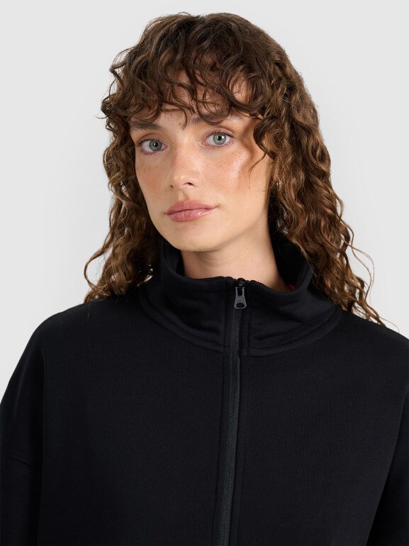 Damska bluza nierozpinana bez kaptura 4F 4FWAW25TSWSF1889 - czarna