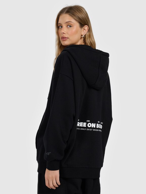 Damska bluza rozpinana z kapturem 4F 4FRAW25TSWSF2588 - czarna