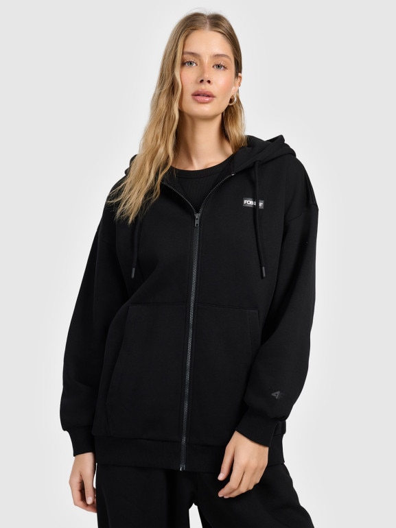 Damska bluza rozpinana z kapturem 4F 4FRAW25TSWSF2588 - czarna