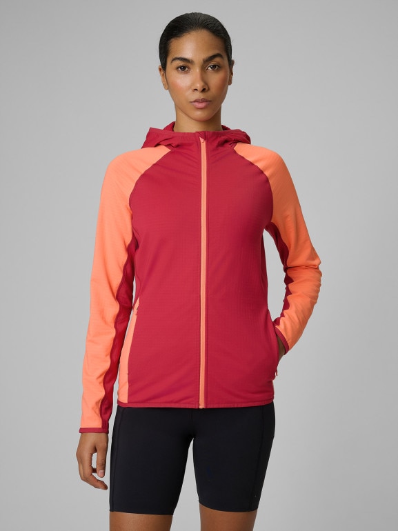 Damska bluza trekkingowa z kapturem 4F 4FWSS26TFSWF641 - czerwona