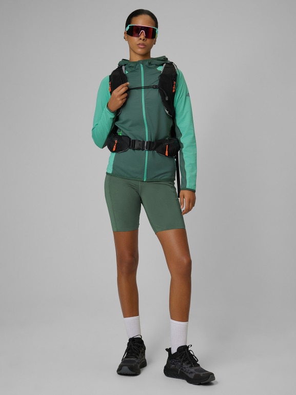 Damska bluza trekkingowa z kapturem 4F 4FWSS26TFSWF641 - zielona