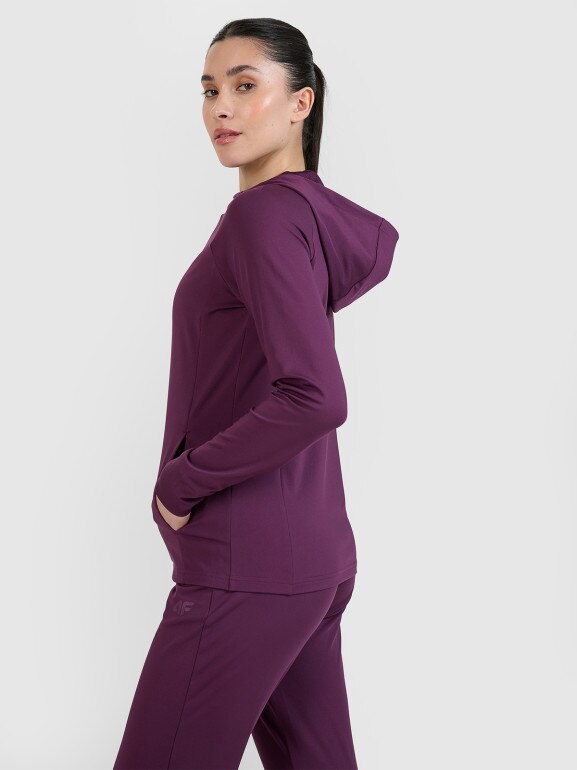 Damska bluza treningowa rozpinana z kapturem 4F 4FRSS25TFSWF467 - fioletowa