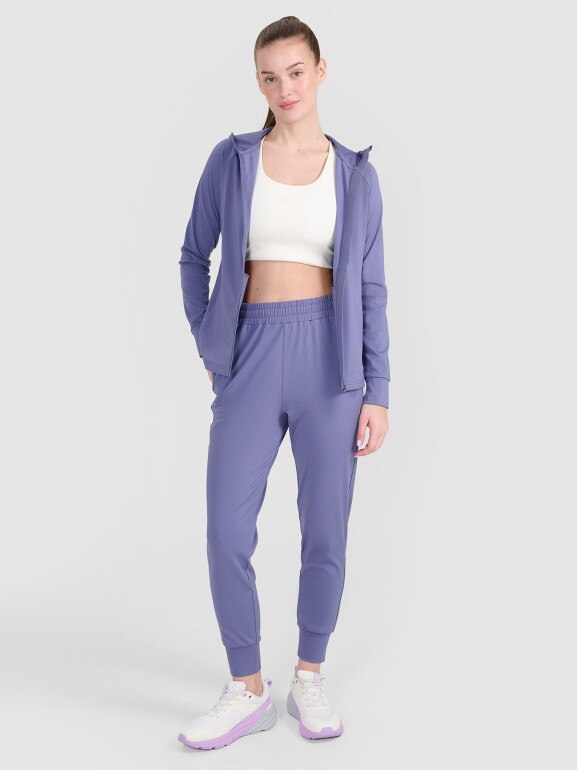 Damska bluza treningowa rozpinana z kapturem 4F 4FRSS25TFSWF467 - niebieska