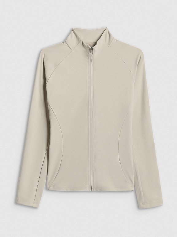 Damska bluza treningowa slim 4F 4FWSS26TFSWF0850 - beżowa