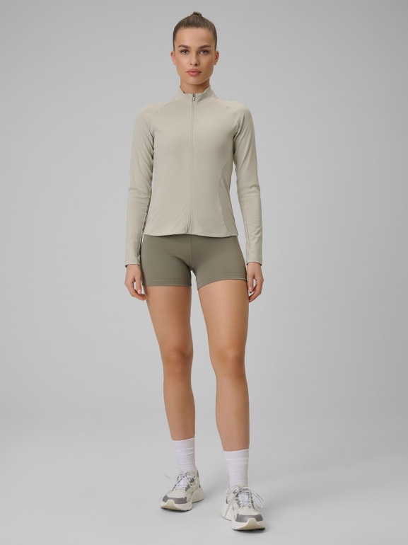 Damska bluza treningowa slim 4F 4FWSS26TFSWF0850 - beżowa