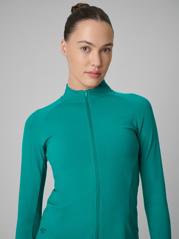 Damska bluza treningowa slim 4F 4FWSS26TFSWF0850 - zielona