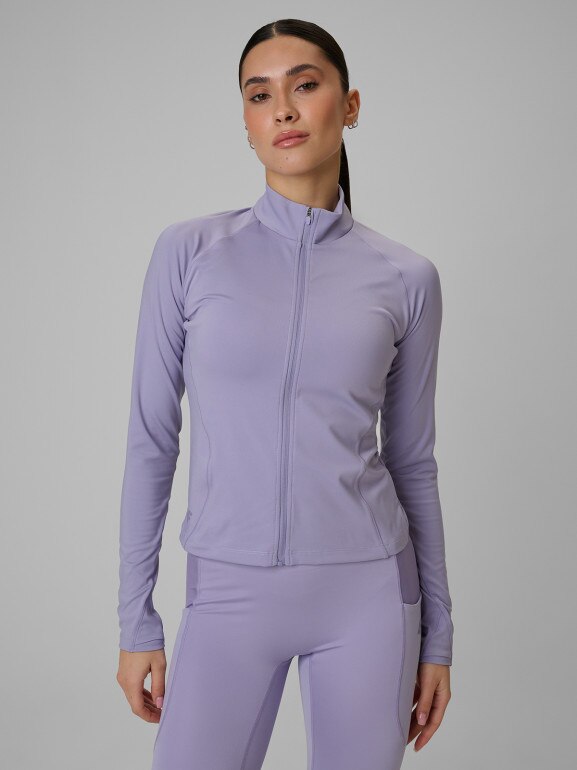 Damska bluza treningowa slim 4F 4FWSS26TFSWF645 - fioletowa