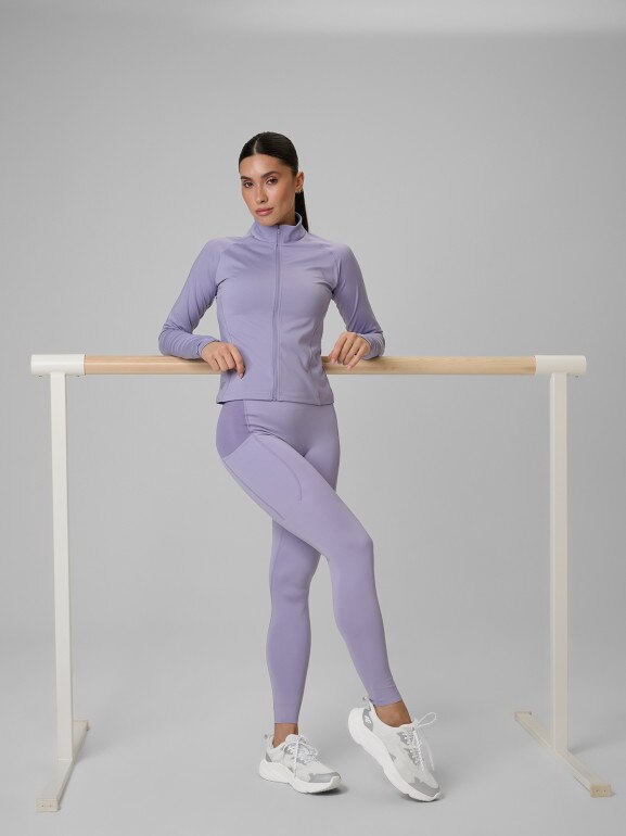 Damska bluza treningowa slim 4F 4FWSS26TFSWF645 - fioletowa