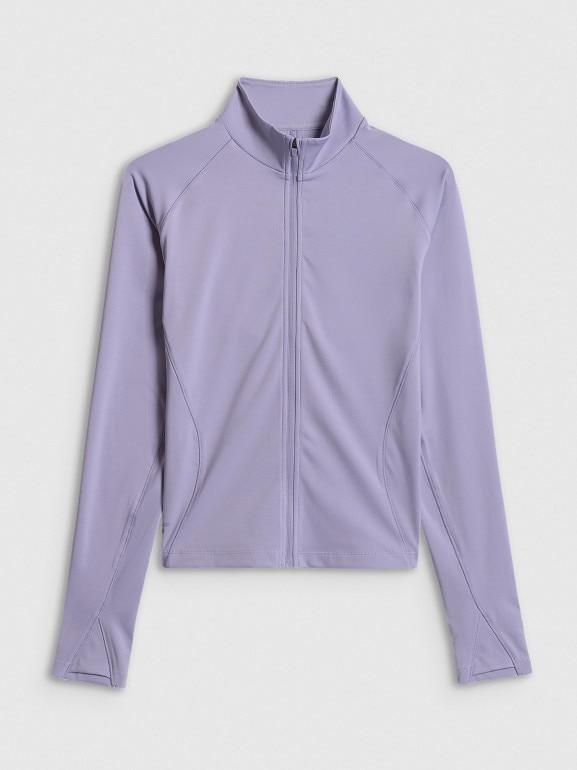 Damska bluza treningowa slim 4F 4FWSS26TFSWF645 - fioletowa