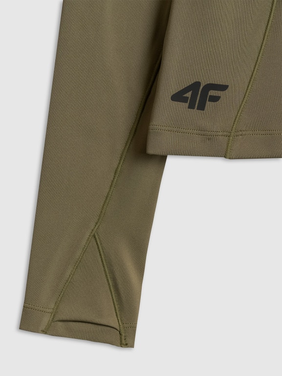 Damska bluza treningowa slim 4F 4FWSS26TFSWF645 - khaki