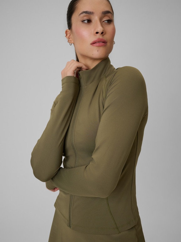 Damska bluza treningowa slim 4F 4FWSS26TFSWF645 - khaki