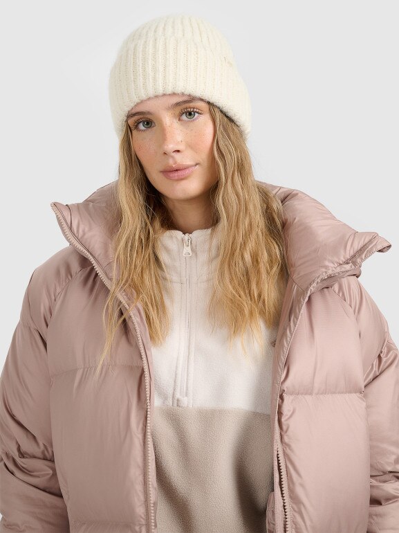 Damska czapka beanie zimowa 4F 4FRAW25ACAPF0729 - beżowa