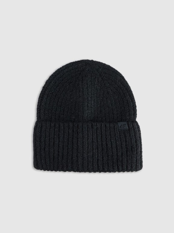 Damska czapka beanie zimowa 4F 4FRAW25ACAPF0729 - czarna
