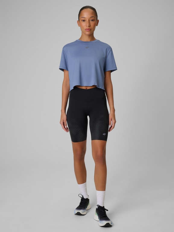 Damska koszulka do biegania 4F 4FRSS26TFTSF2318 - denim
