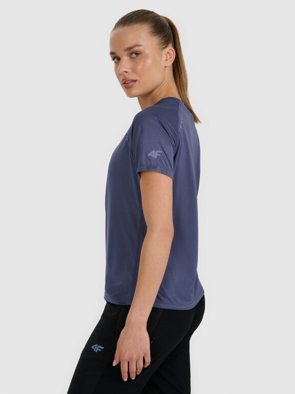 Damska koszulka do biegania 4F 4FWAW25TFTSF1502 - granatowa