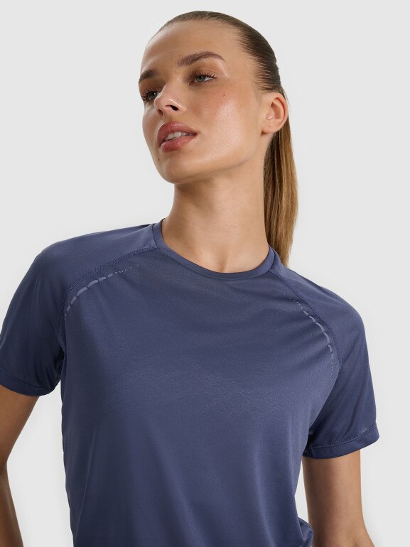 Damska koszulka do biegania 4F 4FWAW25TFTSF1502 - granatowa