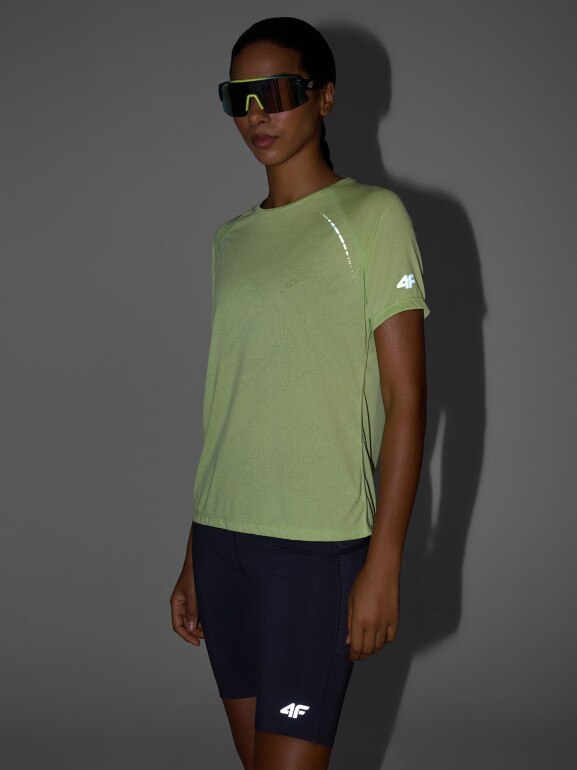 Damska koszulka do biegania 4F 4FWSS26TFTSF1801 - żółta