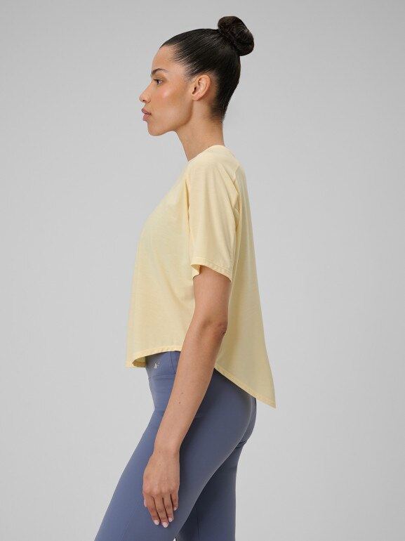 Damska koszulka do jogi 4F 4FRSS26TFTSF2331 - żółta