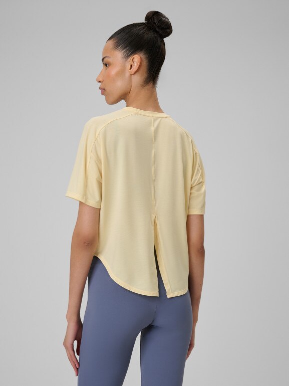 Damska koszulka do jogi 4F 4FRSS26TFTSF2331 - żółta