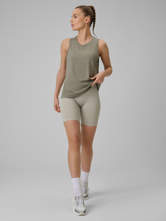 Damska koszulka treningowa 4F 4FWSS26TFSLF0767 - khaki