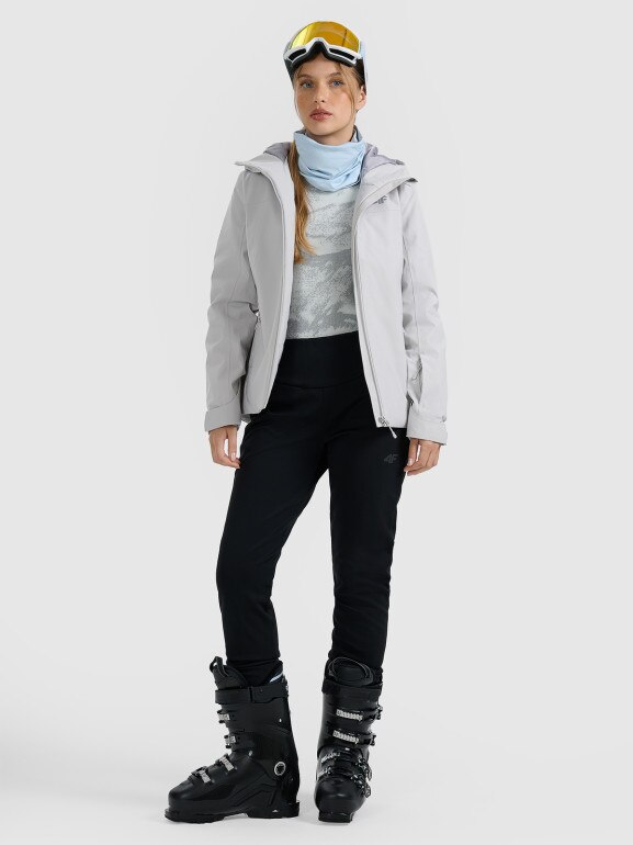 Damska kurtka narciarska 4F 4FWAW25TTJAF0807 - szara