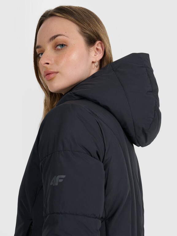 Damska kurtka puchowa pikowana 4F 4FRAW25TDJAF0706 - czarna