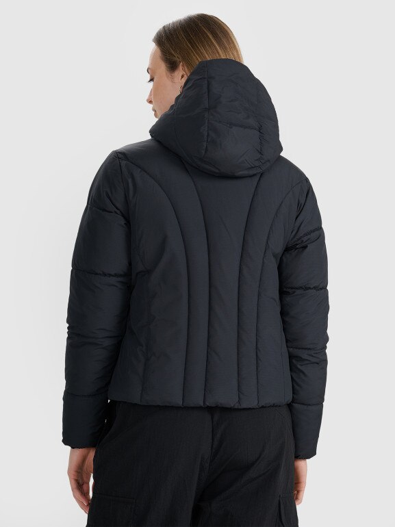 Damska kurtka puchowa pikowana 4F 4FRAW25TDJAF0706 - czarna