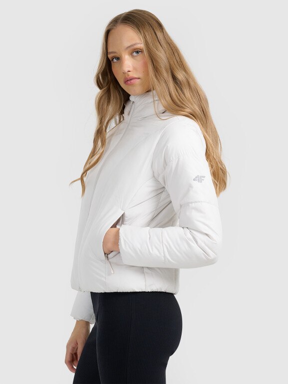 Damska kurtka puchowa pikowana 4F 4FRAW25TDJAF0706 - szara