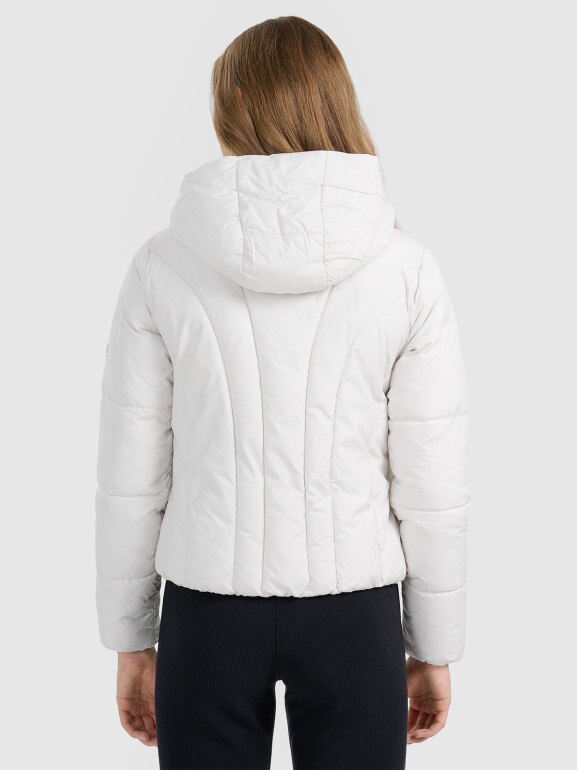 Damska kurtka puchowa pikowana 4F 4FRAW25TDJAF0706 - szara