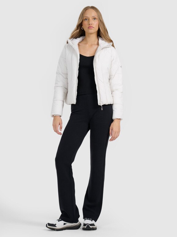 Damska kurtka puchowa pikowana 4F 4FRAW25TDJAF0706 - szara