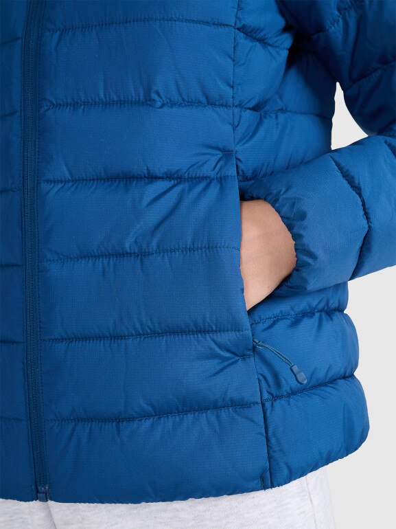 Damska kurtka puchowa pikowana 4F 4FWAW25TDJAF580 - granatowa