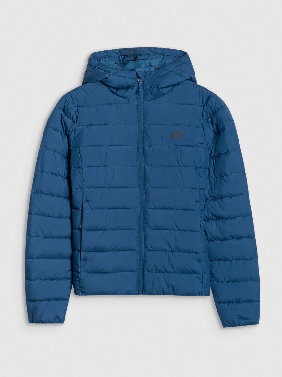 Damska kurtka puchowa pikowana 4F 4FWAW25TDJAF580 - granatowa