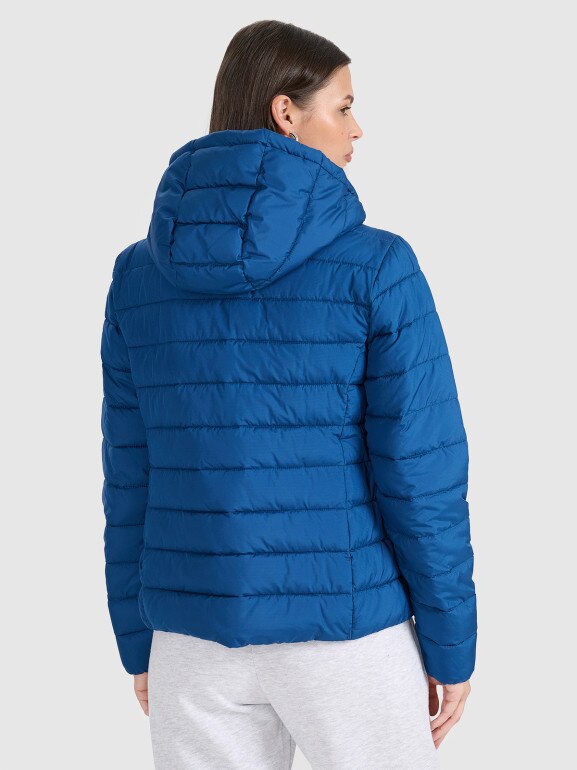 Damska kurtka puchowa pikowana 4F 4FWAW25TDJAF580 - granatowa