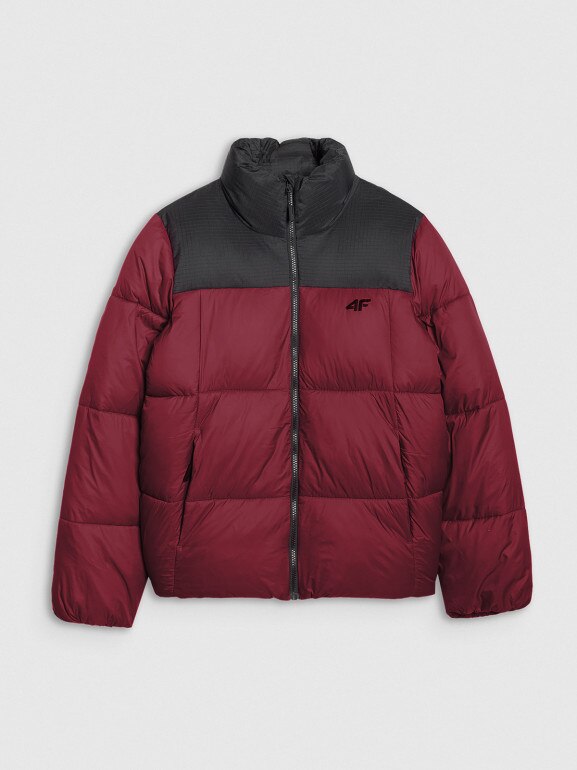 Damska kurtka puchowa pikowana 4F 4FWAW25TDJAF581 - bordowa