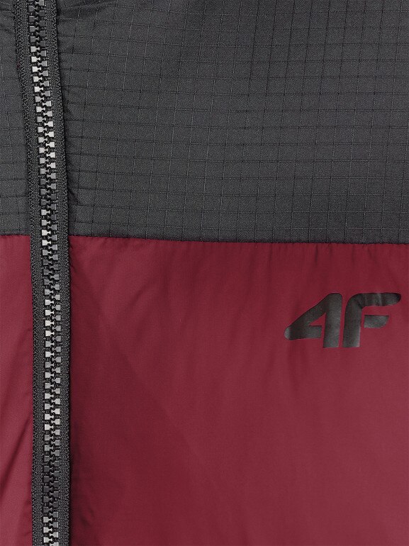 Damska kurtka puchowa pikowana 4F 4FWAW25TDJAF581 - bordowa