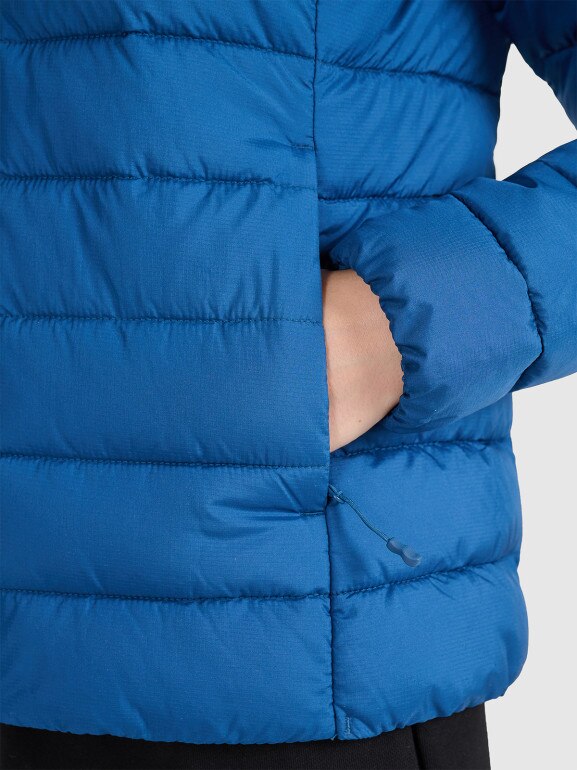 Damska kurtka puchowa pikowana 4F 4FWAW25TDJAF665 - niebieska