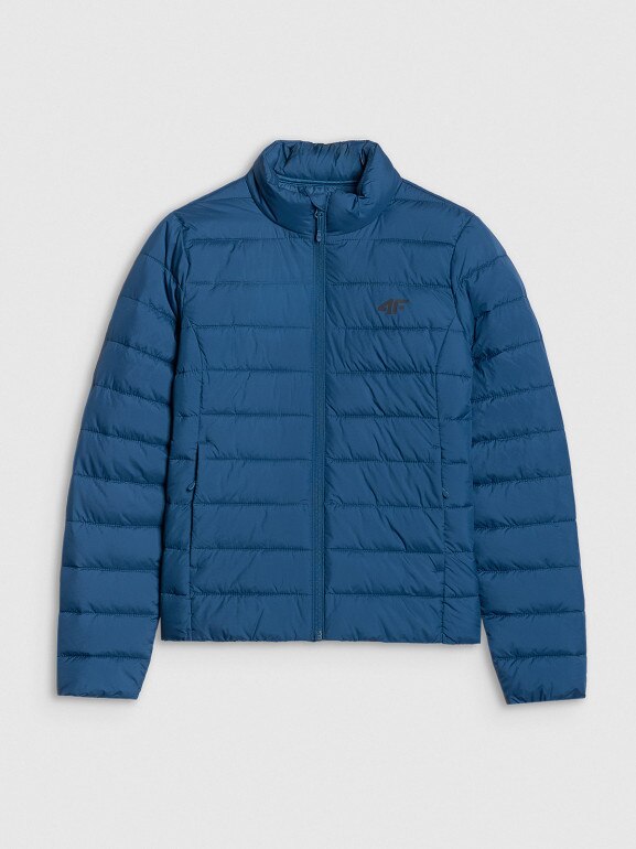 Damska kurtka puchowa pikowana 4F 4FWAW25TDJAF665 - niebieska