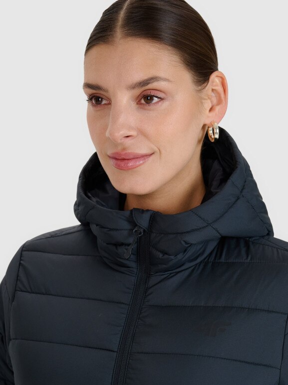 Damska kurtka puchowa pikowana 4F 4FWSS25TDJAF534 - czarna