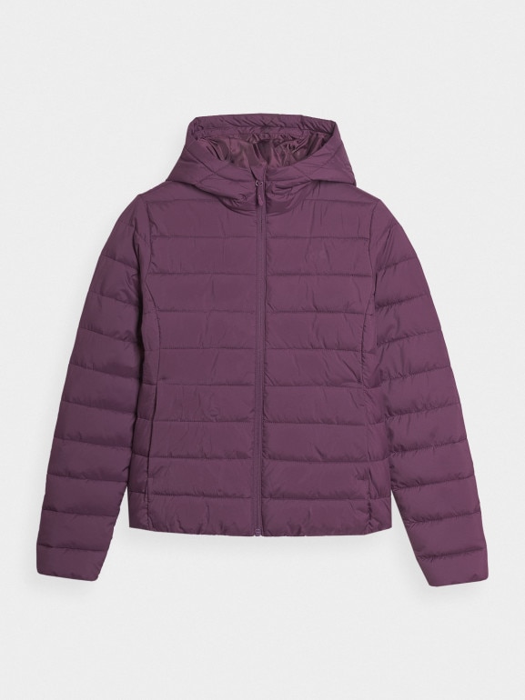 Damska kurtka puchowa pikowana 4F 4FWSS25TDJAF534 - fioletowa