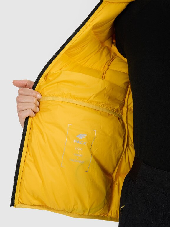 Damska kurtka trekkingowa z puchem naturalnym 4F 4FWAW25TDJAF0734 - żółta