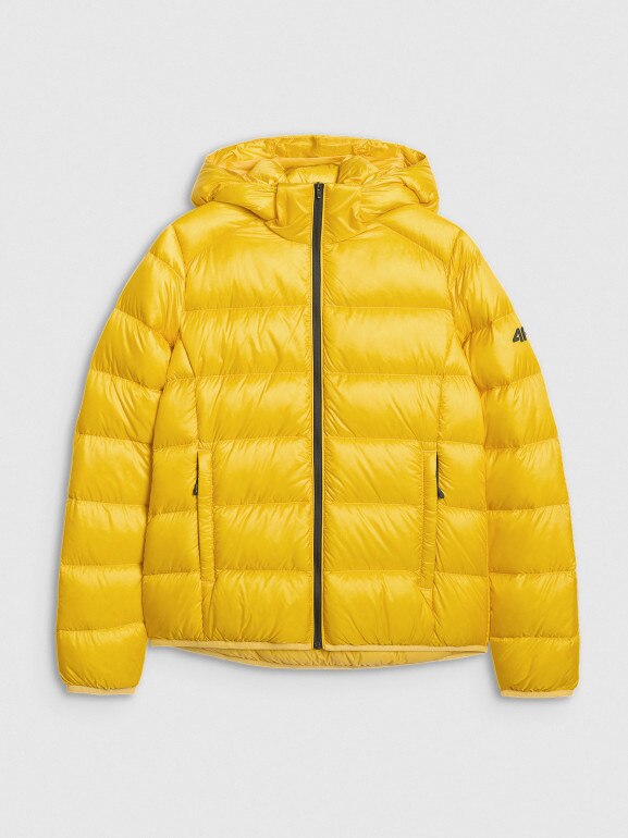 Damska kurtka trekkingowa z puchem naturalnym 4F 4FWAW25TDJAF0734 - żółta