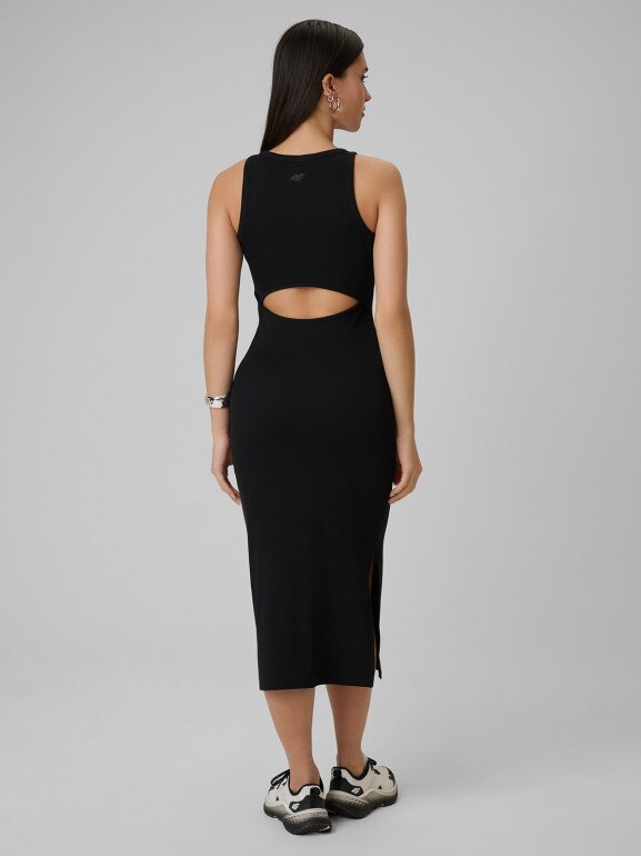 Damska sukienka dzianinowa 4F 4FWSS26TDREF184 - czarna