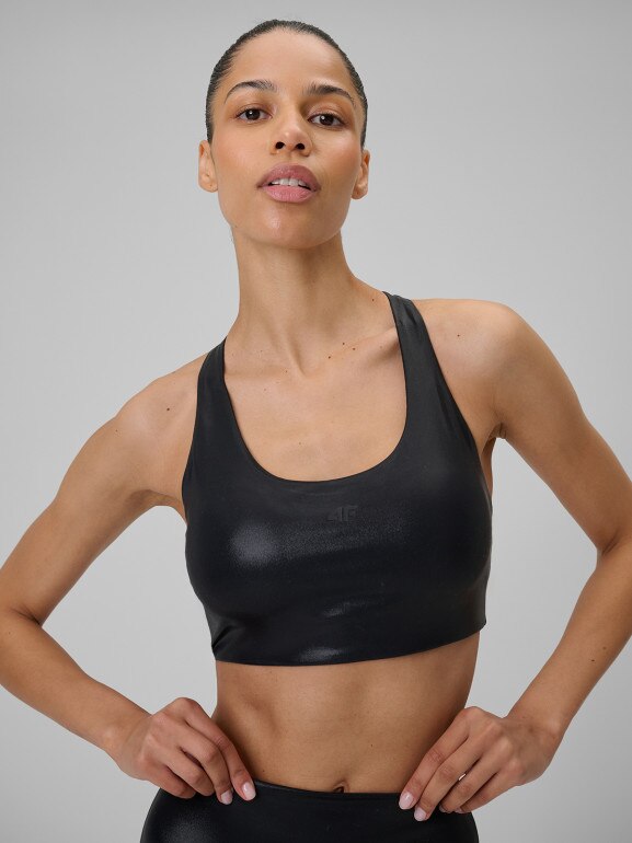 Damski biustonosz do jogi 4F 4FRSS26USBAF264 - czarny