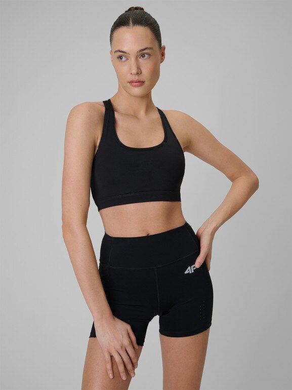 Damski biustonosz treningowy 4F 4FRSS26USBAF270 - czarny