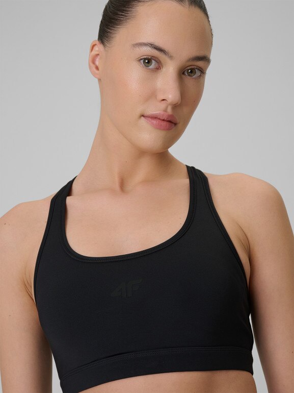 Damski biustonosz treningowy 4F 4FRSS26USBAF270 - czarny