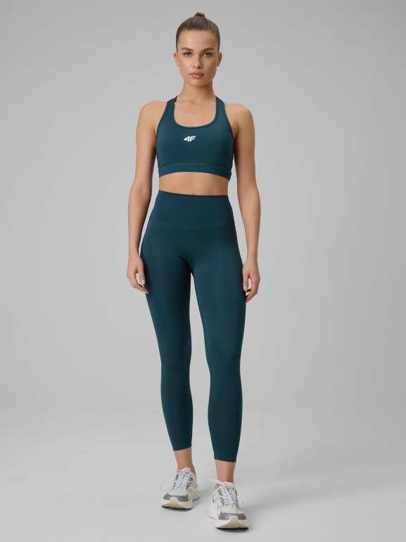 Damski biustonosz treningowy 4F 4FRSS26USBAF270 - turkusowy