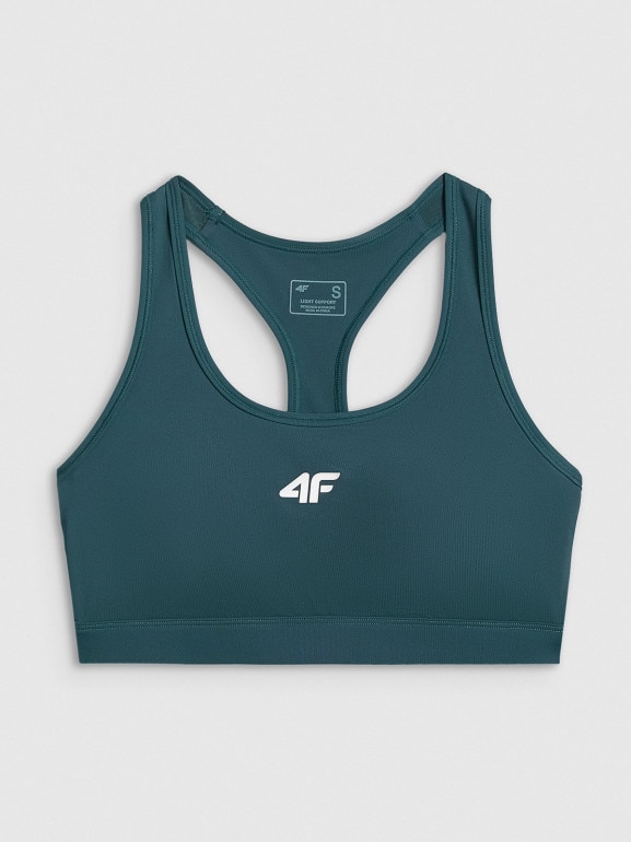 Damski biustonosz treningowy 4F 4FRSS26USBAF270 - turkusowy