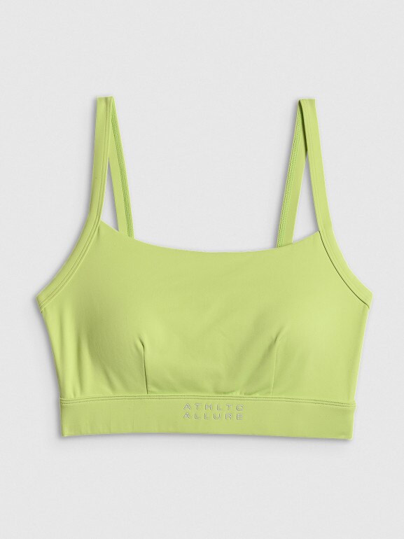 Damski biustonosz treningowy 4F 4FWSS26USBAF207 -  limonkowy