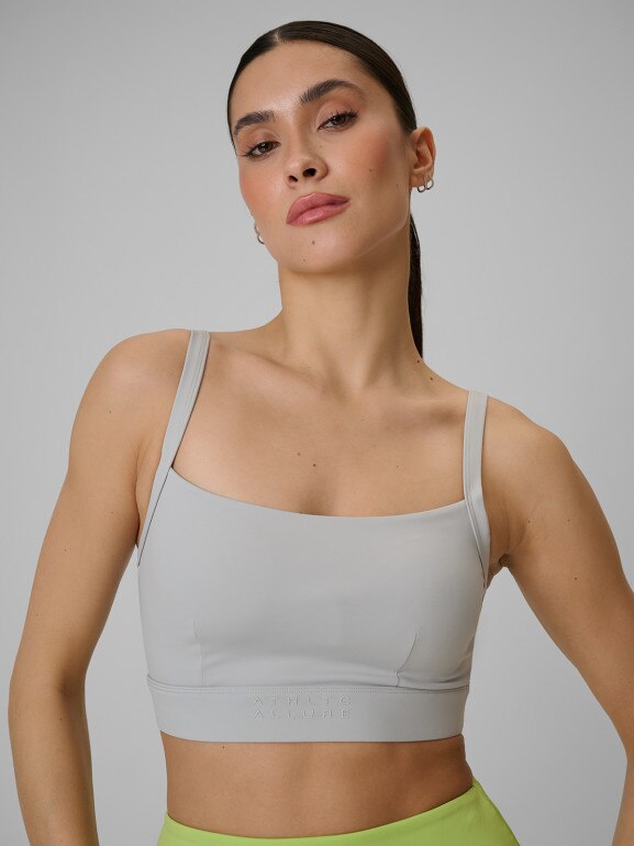 Damski biustonosz treningowy 4F 4FWSS26USBAF207 -  szary